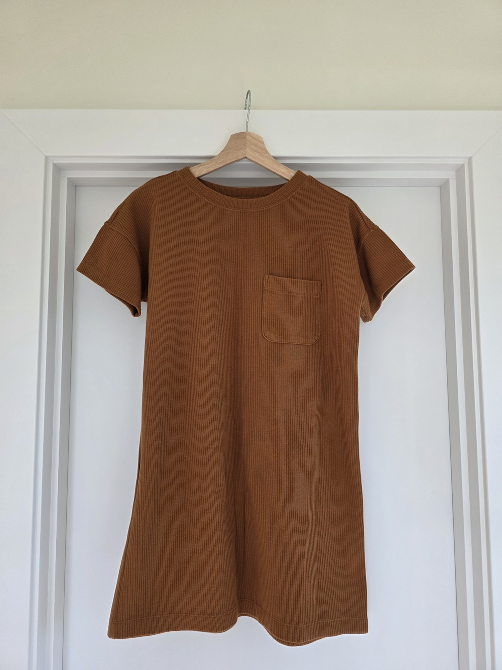 Madewell XXS Ribbed T-Shirt Dress in Rust Brown